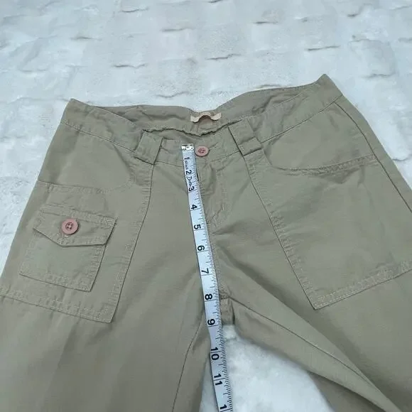 🔥Vintage Y2K Forever 21 Made in USA Low Rise Flare Wide Leg Khaki Pants Women M - Picture 12 of 16